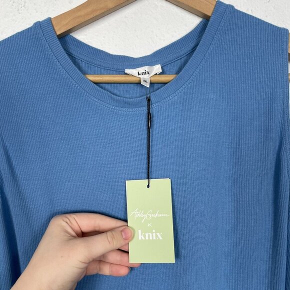 NWT Ashley Graham Knix Micro Modal Ribbed Tank Bodysuit in Blue daylight Sz: 3XL - Picture 7 of 10